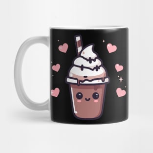 Kawaii Chocolate Ice Cream Milkshake with Hearts | Design for Kawaii Food Lovers Mug